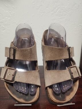 Birkenstock Suede Double Strap Sandals - Taupe